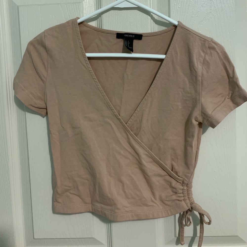 nude cross body crop top